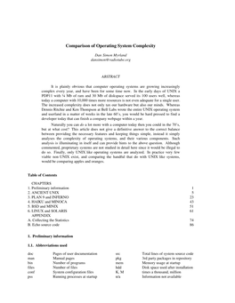 Comparison of Operating System Complexity