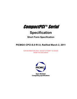 Compactpci ® Serial