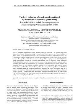 Lwowska Kolekcja Próbek Drewna Zgromadzona Przez Eustachego Wołoszczaka (1835–1918)