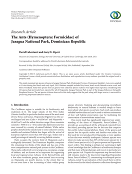 (Hymenoptera: Formicidae) of Jaragua National Park, Dominican Republic