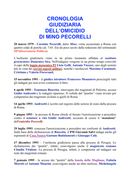 Cronologia Giudiziaria Dell'omicidio Di Mino Pecorelli