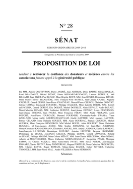 Sénat Proposition De