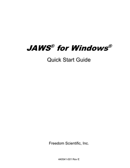 JAWS® for Windows® Quick Start Guide