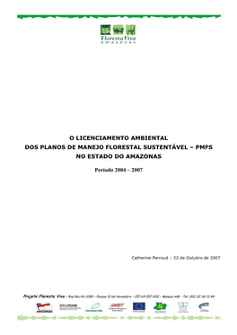 O Licenciamento Ambiental Dos Planos De Manejo Florestal Sustentável – Pmfs No Estado Do Amazonas