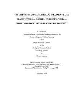 A Dissertation of Clinical Practice Im