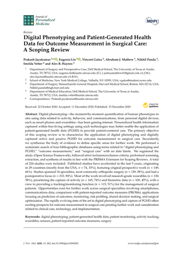 Digital Phenotyping and Patient-Generated Health Data for Outcome Measurement in Surgical Care: a Scoping Review