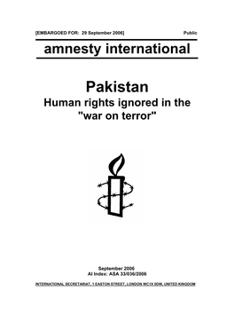 Pakistan Human Rights Ignored in the "War on Terror"