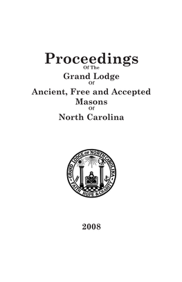 Proceedings of the Grand Lodge of Ancient, Free and Accepted Masons of North Carolina