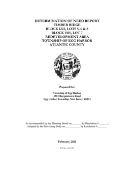 Determination of Need Report Timber Ridgeblock