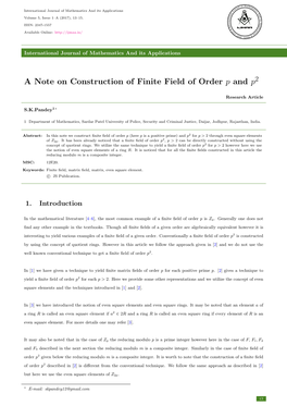 A Note on Construction of Finite Field of Order P and P2