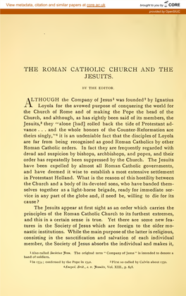 The Roman Catholic Church and the Jesuits