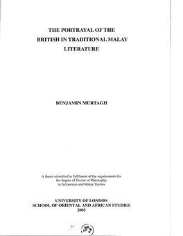 The Portrayal of the British in Traditional Malay Literature