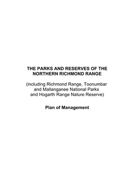 Parks and Reserves of the Northern Richmond Range Plan Of