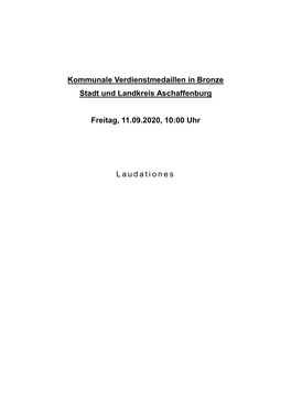 Kommunale Verdienstmedaillen in Bronze Stadt Und Landkreis Aschaffenburg