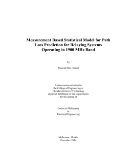 Measurement Based Statistical Model for Path Loss Prediction for Relaying Systems Operating in 1900 Mhz Band