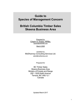 Guide to Species of Management Concern British Columbia Timber