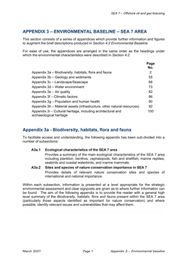 Environmental Baseline – Sea 7 Area