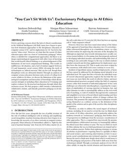 ``You Can't Sit with Us'': Exclusionary Pedagogy in AI Ethics Education