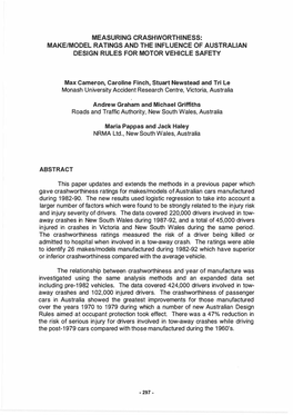 Measuring Crashworthiness: Make/Model Ratings and the Influence of Australian Design Rules for Motor Vehicle Safety