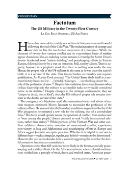 Factotum: the US Military in the Twenty-First Century