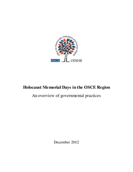 Holocaust Memorial Days in the OSCE Region an Overview of Governmental Practices