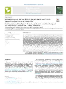 Morphoanatomical and Histochemical Characterization of Larrea