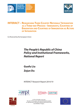 The People's Republic of China Policy and Institutional Frameworks, National Report