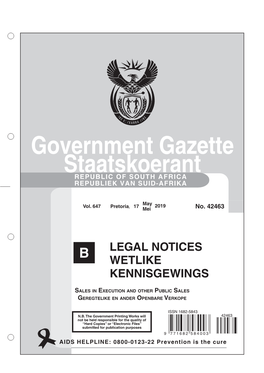 Government Gazette Staatskoerant REPUBLIC of SOUTH AFRICA REPUBLIEK VAN SUID-AFRIKA