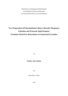 New Preparation of Polysubstituted Allenes, Benzylic Manganese Chlorides and Protected Aldol Products