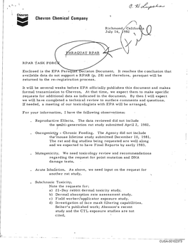 1982.07.14 CCC Memo and Attached EPA RPAR Decision