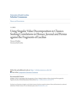 Using Singular Value Decomposition in Classics: Seeking Correlations in Horace, Juvenal and Persius Against the Fragments Of