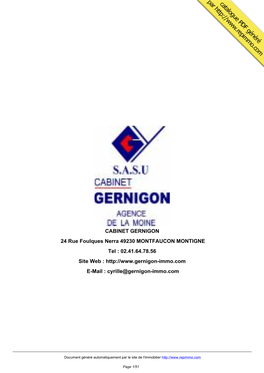 Catalogue Immobilier CABINET GERNIGON MONTFAUCON