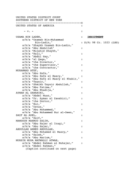 INDICTMENT A/K/A “Usamah Bin-Muhammad Bin-Ladin," : S(9) 98 Cr