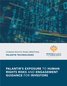 Human Rights Risks Briefing: Palantir Technologies