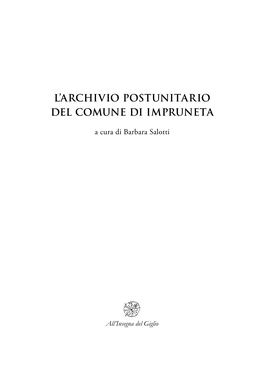 L'archivio Postunitario Del Comune Di Impruneta