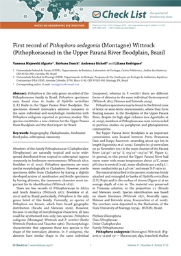 Pithophora Oedogonia (Montagne) Wittrock (Pithophoraceae) in the Upper Paraná River Floodplain, Brazil