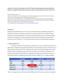 Aptamers for Detection and Diagnostics (ADD)