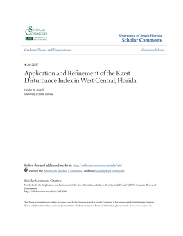Application and Refinement of the Karst Disturbance Index in West Central, Florida Leslie A