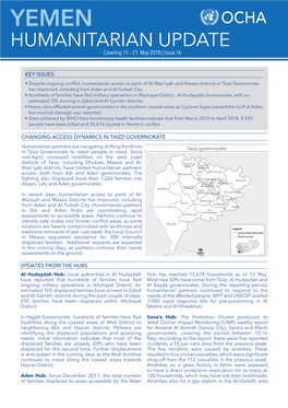 HUMANITARIAN UPDATE Covering 15 – 21 May 2018 | Issue 16