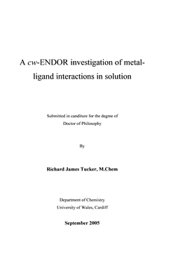 Ligand Interactions in Solution