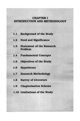 CHAPTER I INTRODUCTION and METHODOLOGY 1.1 Background of the Study 1.2 Need and Significance 1.3 Statement of the Research Probl