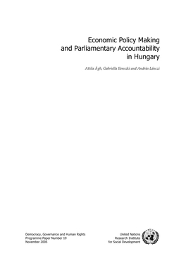 Economic Policy Making and Parliamentary Accountability in Hungary