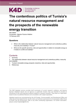 The Contentious Politics of Tunisia's Natural Resource Management And