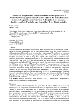 Genetic and Morphometric Comparison of Two