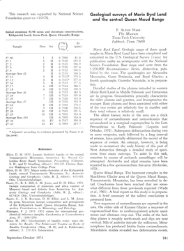 Geological Surveys of Marie Byrd Land and the Central Queen Maud Range