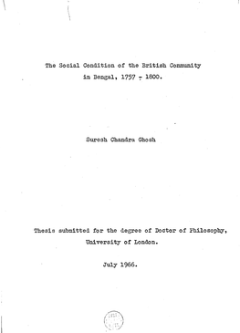 The Social Condition of the British Community in Bengal, 1757 7