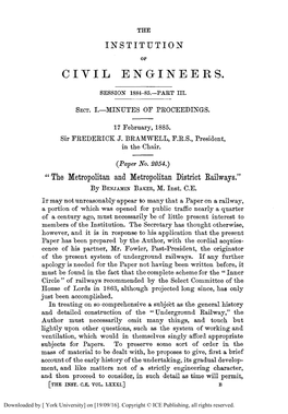 The Metropolitan and Metropolitan District Railways.” by BENJAMINBAKER, M