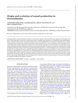 Origin and Evolution of Sound Production in Serrasalmidae