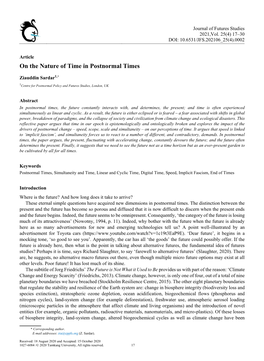 On the Nature of Time in Postnormal Times