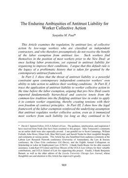 The Enduring Ambiguities of Antitrust Liability for Worker Collective Action
